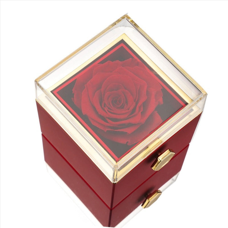 ETERNAL ROSE BOX - W/ENGRAVED NECKLACE & REAL ROSE.