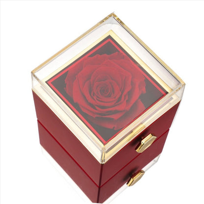 ETERNAL ROSE BOX - W/ENGRAVED NECKLACE & REAL ROSE.